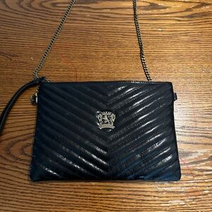 Black Quilted Crossbody Bag with Chain Strap